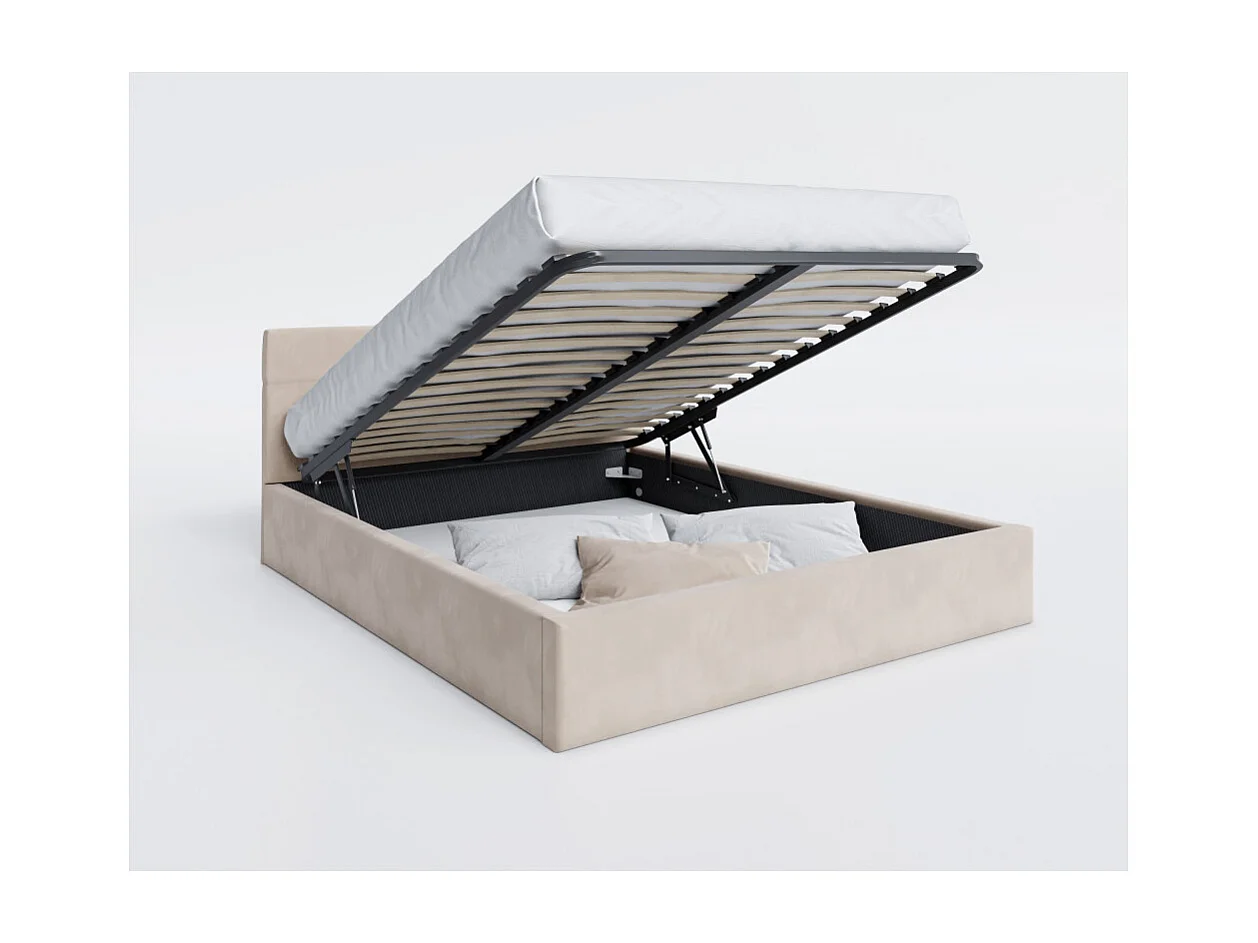 Lit coffre RINO 120 x 190 cm - Sommier inclus Beige