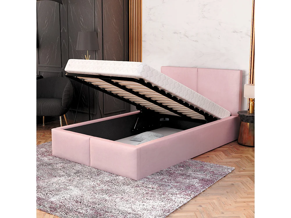 Lit coffre Tesia 120x190  - Sommier inclus Rose pâle