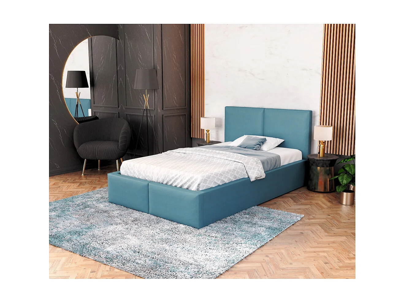 Lit coffre Tesia 120x190  - Sommier inclus Azur