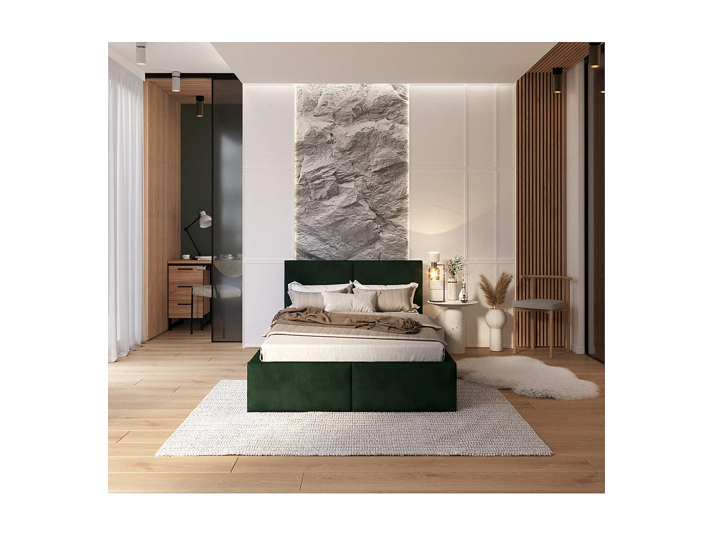 Lit coffre Tesia 120x190  - Sommier inclus Vert sapin
