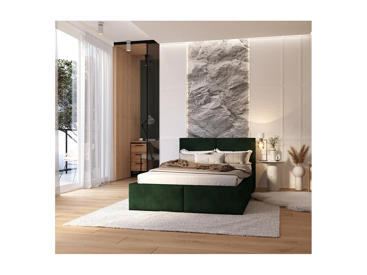 Lit coffre Tesia 120x190  - Sommier inclus Vert sapin