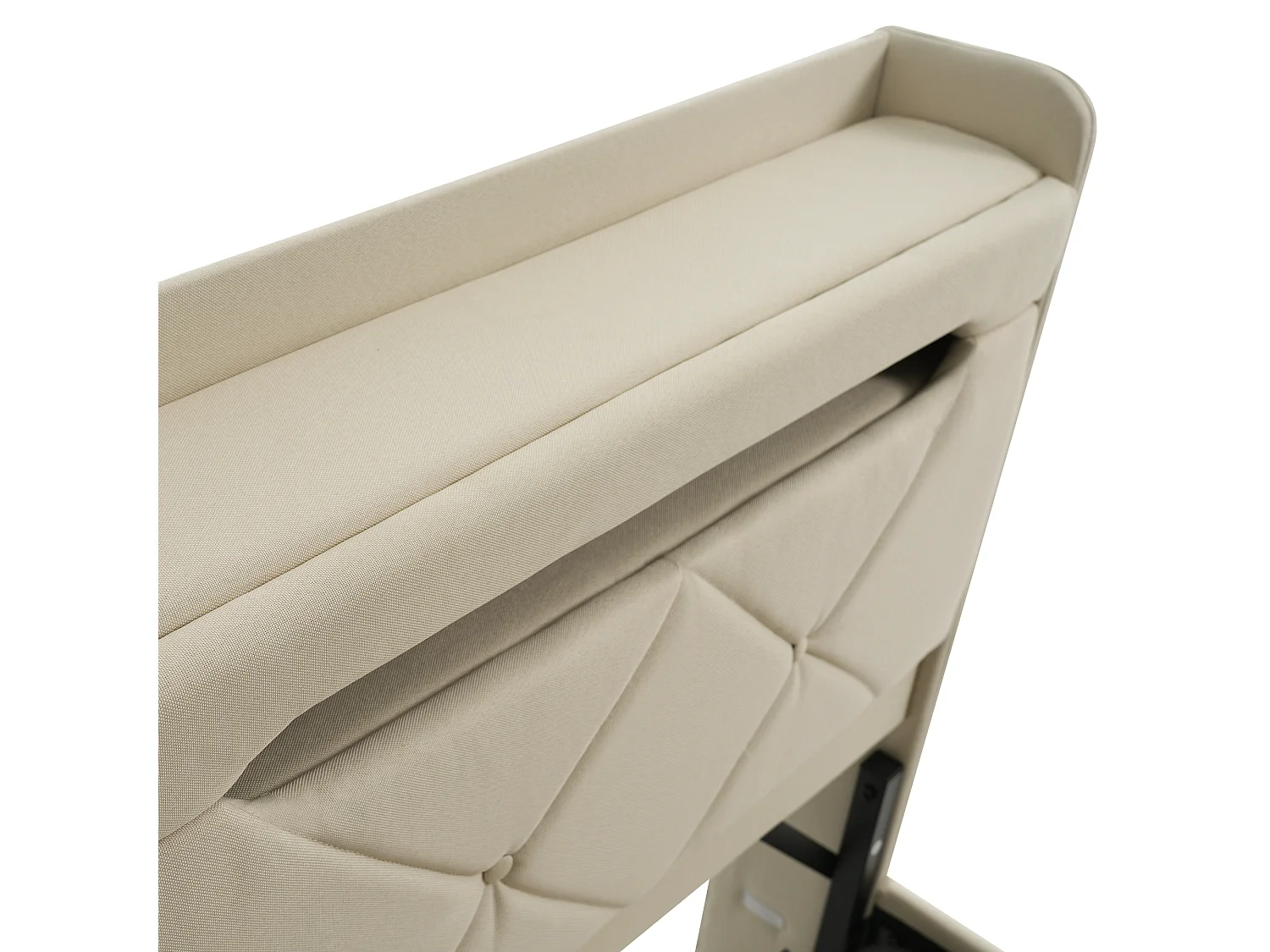 Lit coffre 140x190 - lit double compact avec rangement 3 niveaux, LED 360°, 3 USB + USB-C, lin - beige