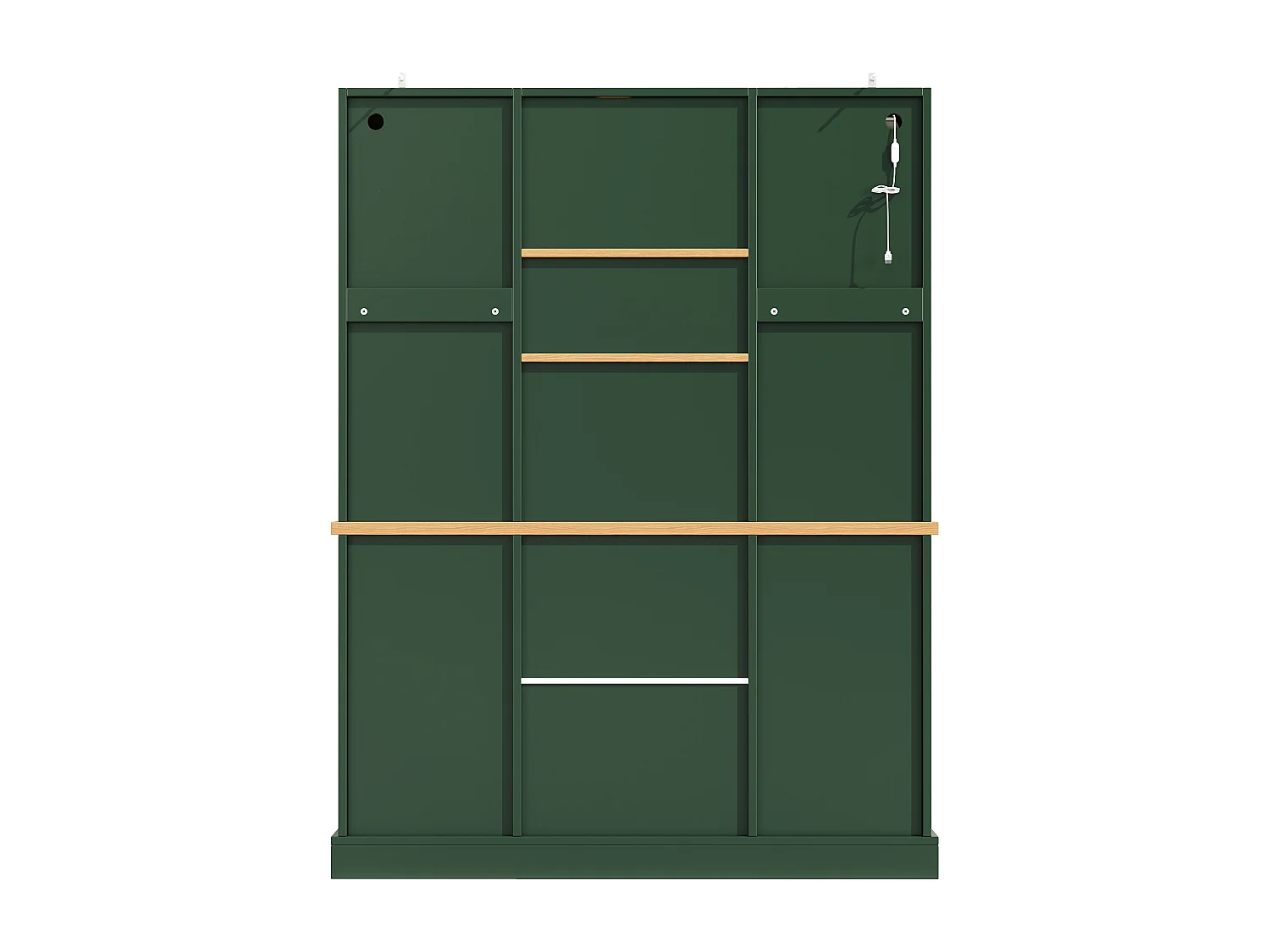 Meuble de cuisine avec éclairage LED 185 x 140 x 40 cm , 3 tiroirs, plan de travail, étagères réglables,vert
