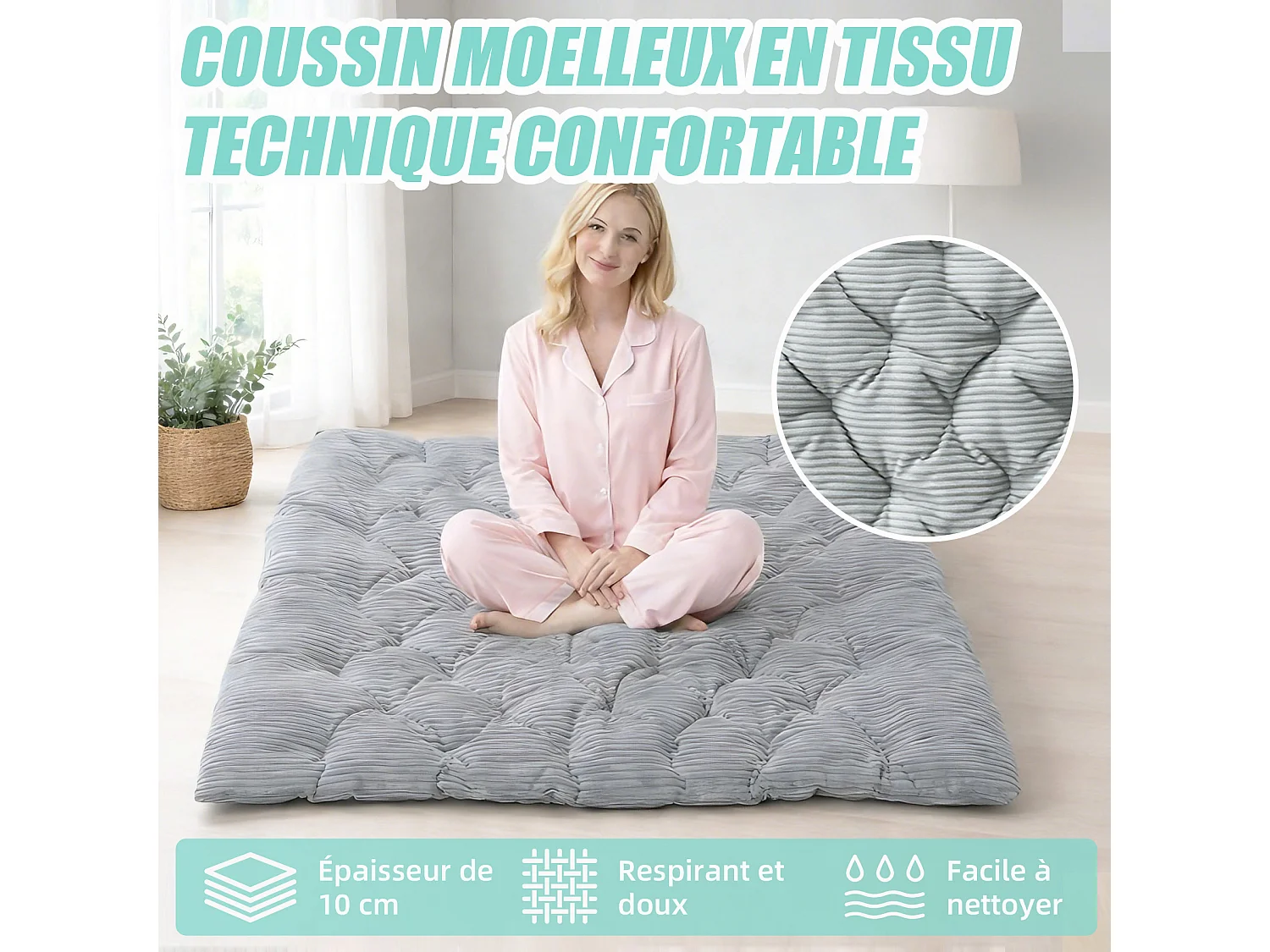 Fauteuil à bascule 2 places avec coussin en tissu rayé – chaise lounge confortable à structure en acier pour balcon, terrasse ou salon