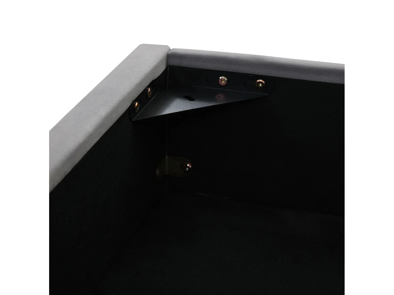 Lit coffre 160x200 en velours gris avec liseuse orientable USB et tête de lit large