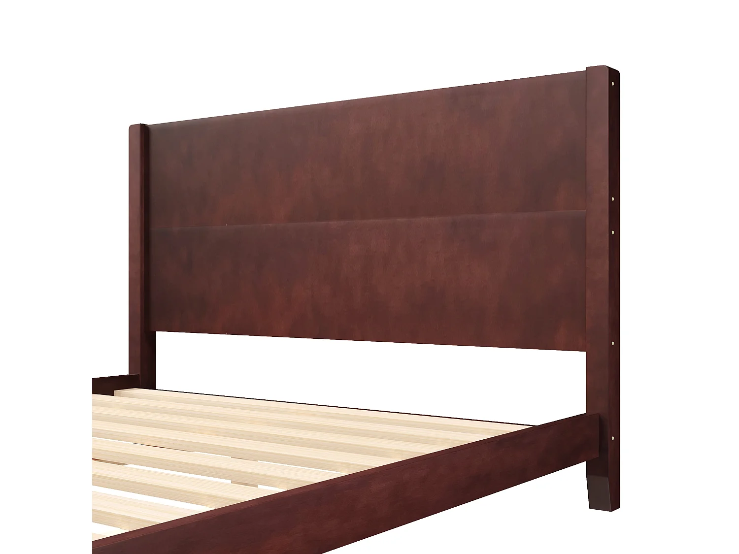 Lit plateforme 160x200 cm avec tête de lit et sommier à lattes, marron, design classique