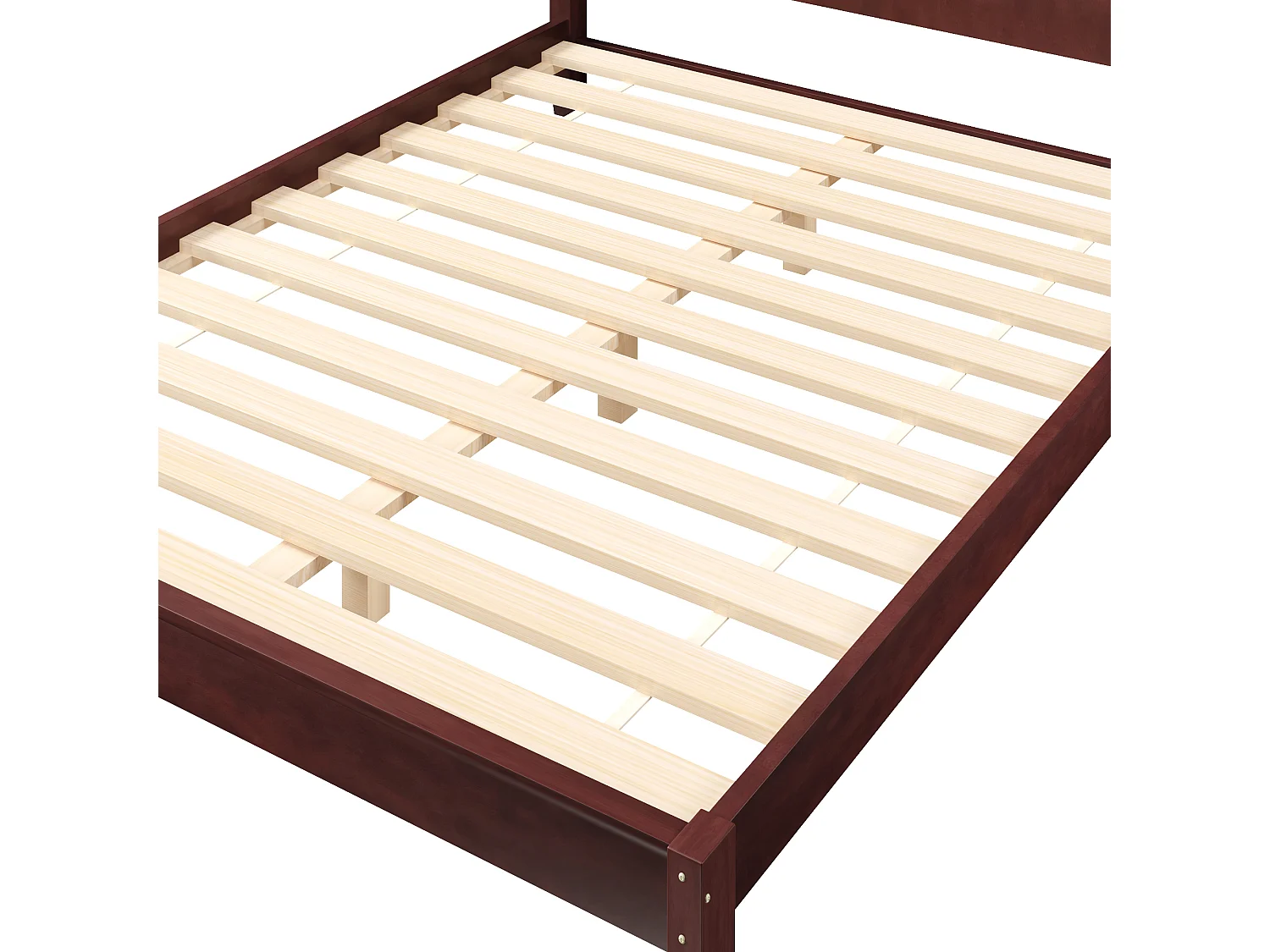Lit plateforme 160x200 cm avec tête de lit et sommier à lattes, marron, design classique