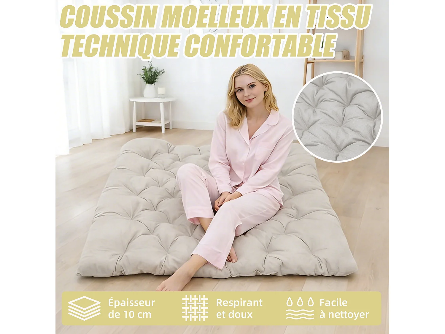 Fauteuil à bascule 2 places avec coussin en tissu technique – chaise lounge moderne à structure en acier pour balcon, terrasse ou salon