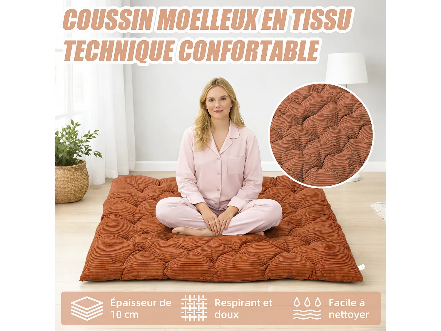 Fauteuil à bascule 2 places avec coussin en tissu rayé – chaise lounge confortable à structure en acier pour balcon, terrasse ou salon