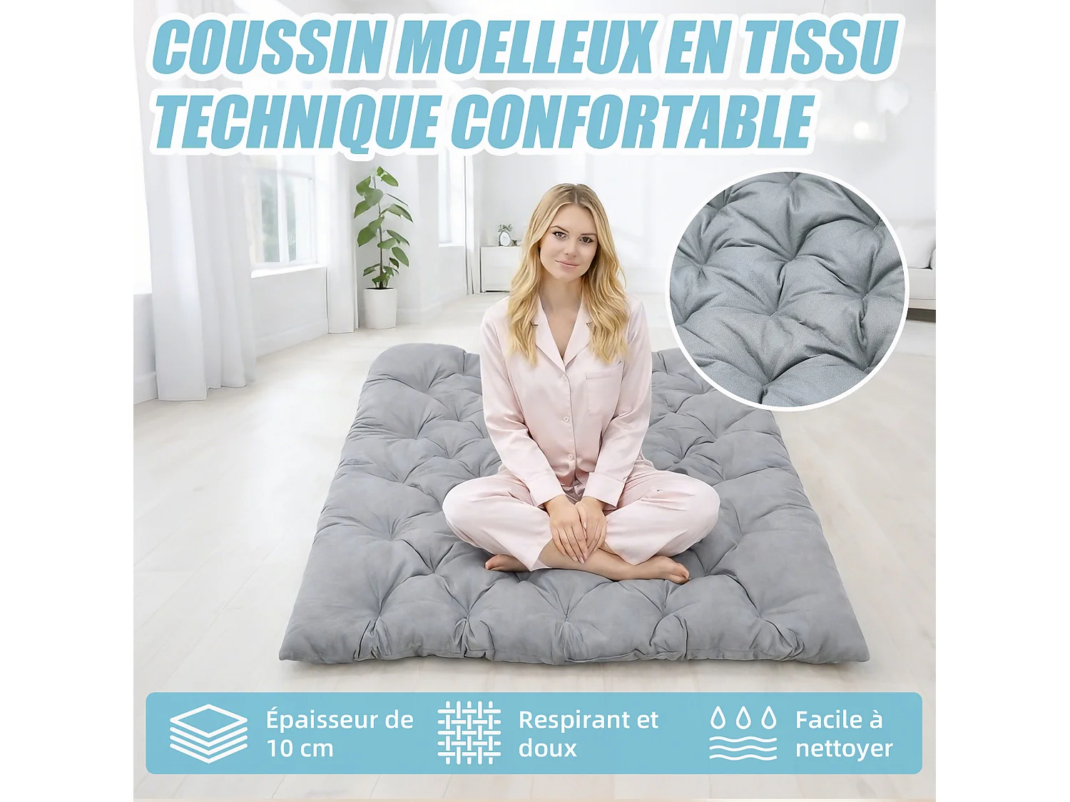 Fauteuil à bascule 2 places avec coussin en tissu technique – chaise lounge moderne à structure en acier pour balcon, terrasse ou salon