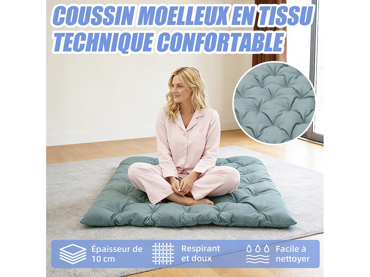 Fauteuil à bascule 2 places avec coussin en tissu technique – chaise lounge moderne à structure en acier pour balcon, terrasse ou salon