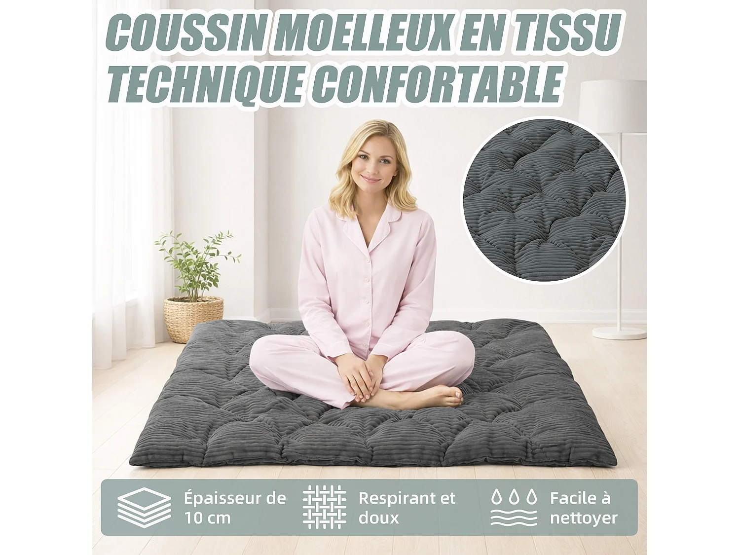 Fauteuil à bascule 2 places avec coussin en tissu rayé – chaise lounge confortable à structure en acier pour balcon, terrasse ou salon