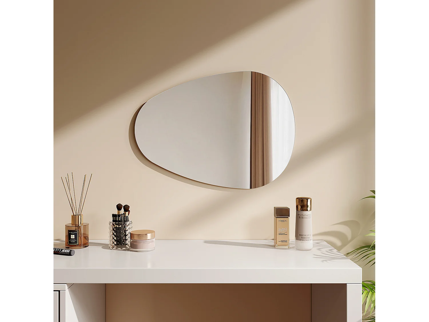 EMKE Miroir mural asymétrique irrégulier salle de bain H.60 x L.45 cm