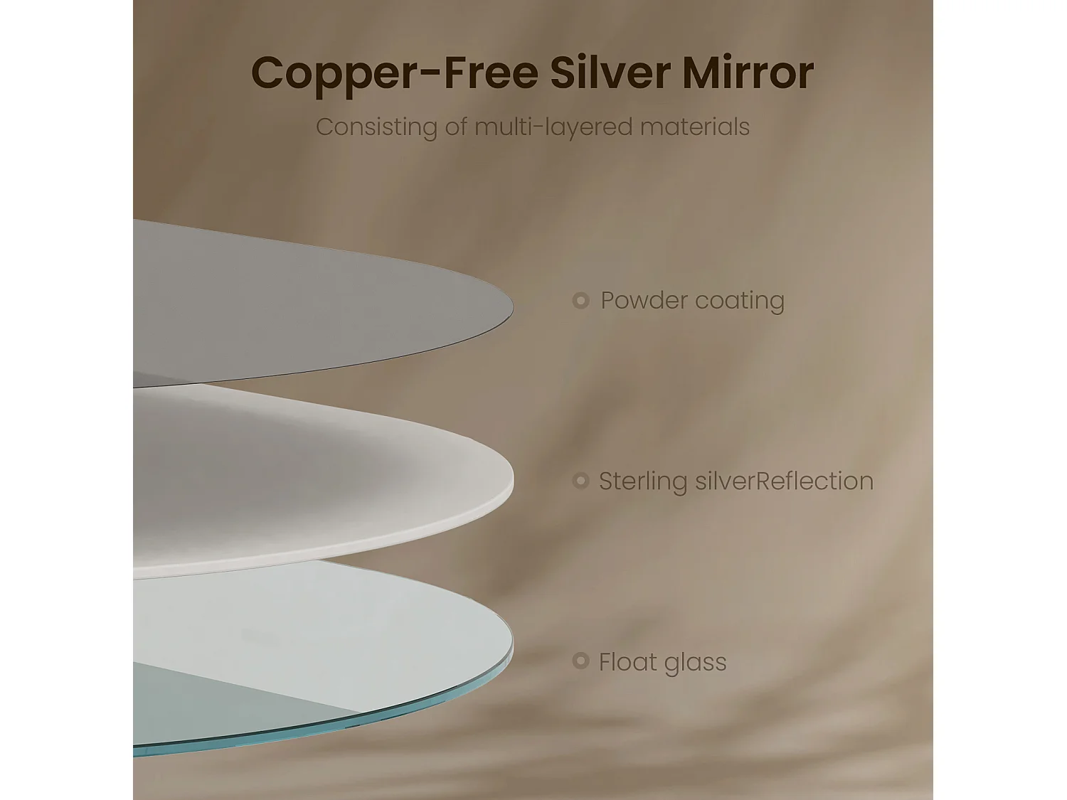 EMKE Miroir mural ovale sans cadre pour salle de bain en verre argenté 40 x 70 cm