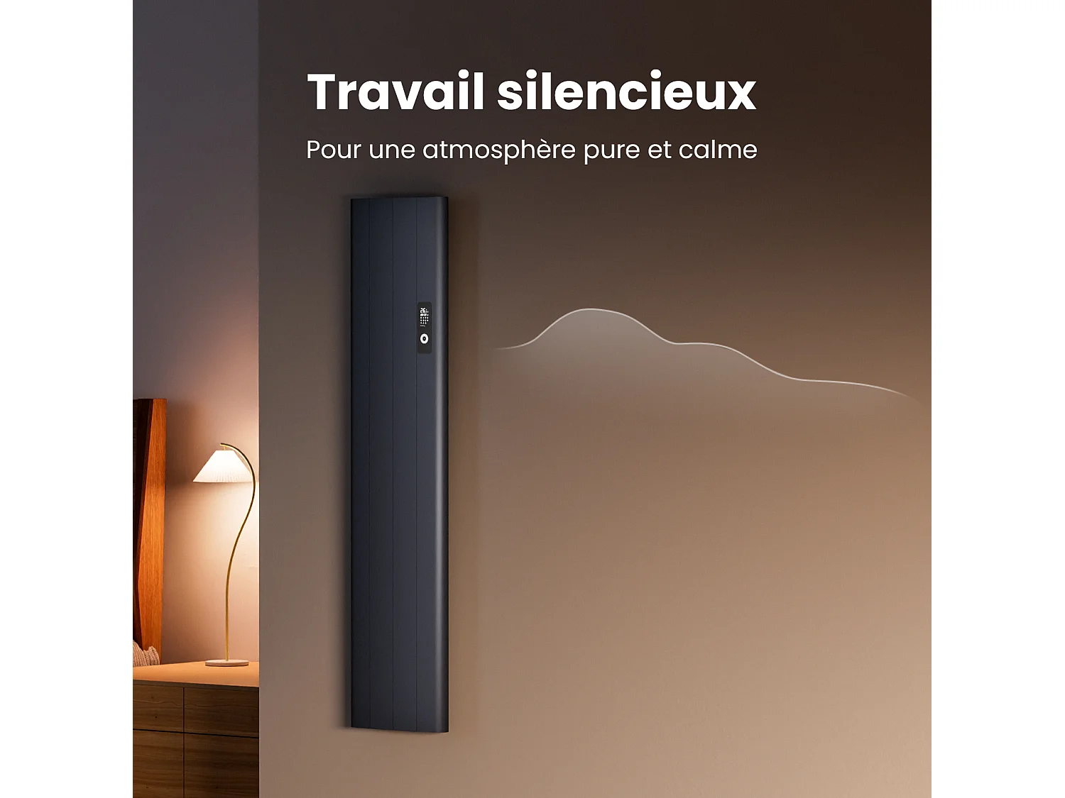 Radiateur intelligent EMKE à Courbe 1000W - 1600x362mm - Contrôle WiFi, Alexa, Google Home - Anthracite