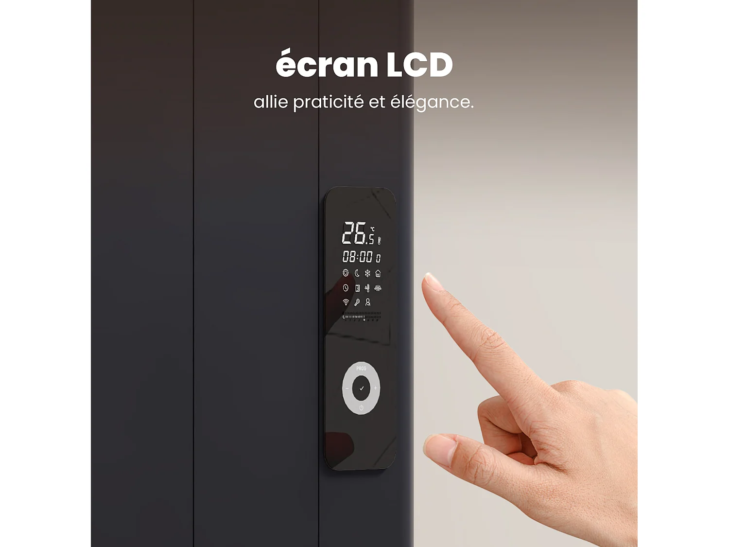 Radiateur intelligent EMKE à Courbe 1000W - 1600x362mm - Contrôle WiFi, Alexa, Google Home - Anthracite