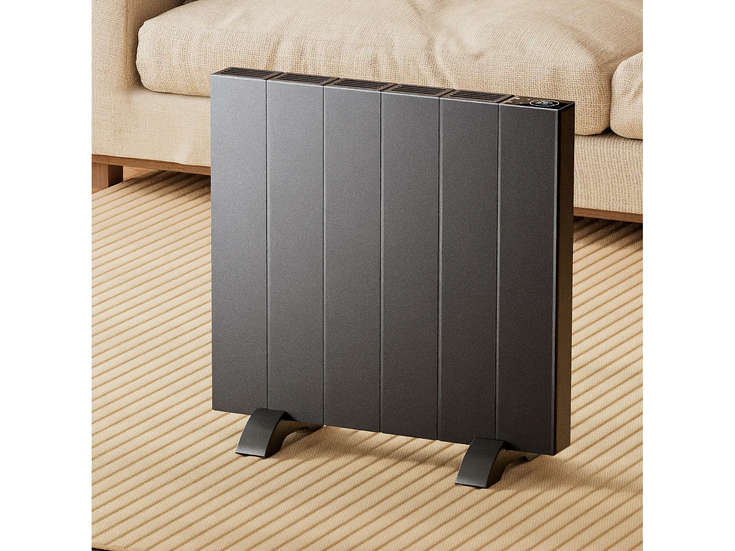 Radiateur Intelligent EMKE 1000W - Contrôle WiFi, Alexa et Google - Écran LCD - Murale ou Sur Pieds - Anthracite