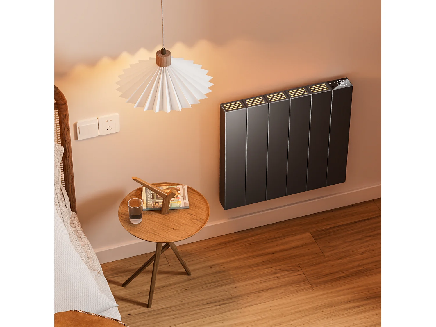 Radiateur Intelligent EMKE 1000W - Contrôle WiFi, Alexa et Google - Écran LCD - Murale ou Sur Pieds - Anthracite