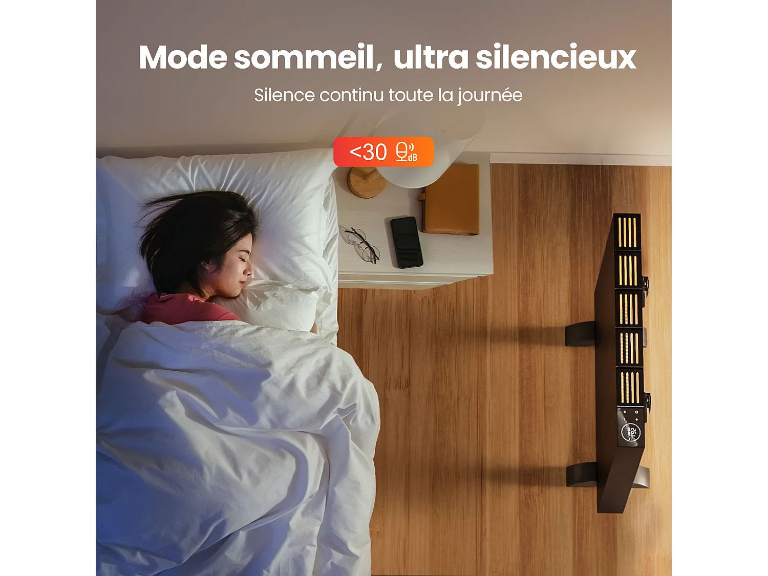Radiateur Intelligent EMKE 1000W - Contrôle WiFi, Alexa et Google - Écran LCD - Murale ou Sur Pieds - Anthracite
