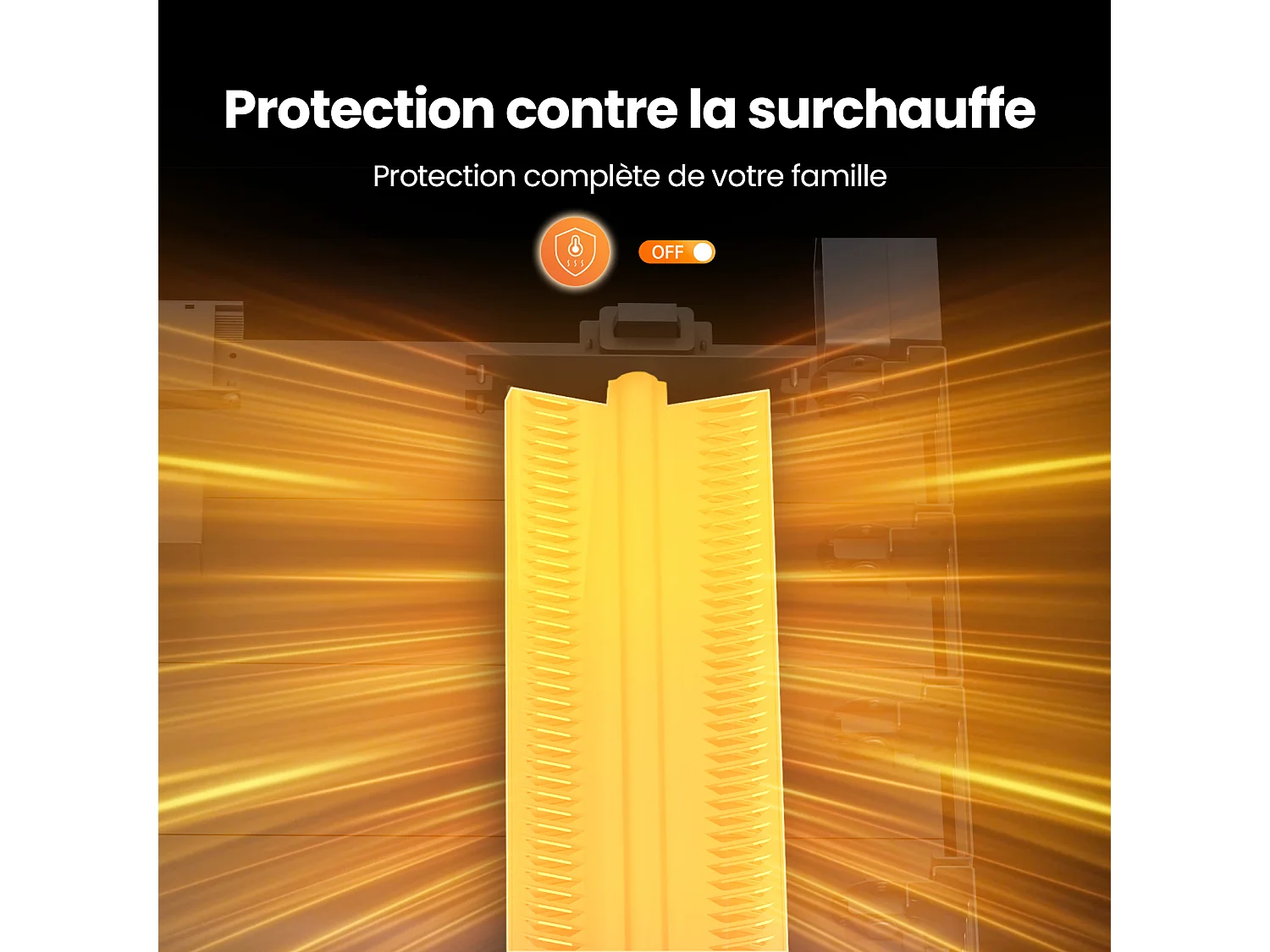 Radiateur Intelligent EMKE 1000W - Contrôle WiFi, Alexa et Google - Écran LCD - Murale ou Sur Pieds - Anthracite