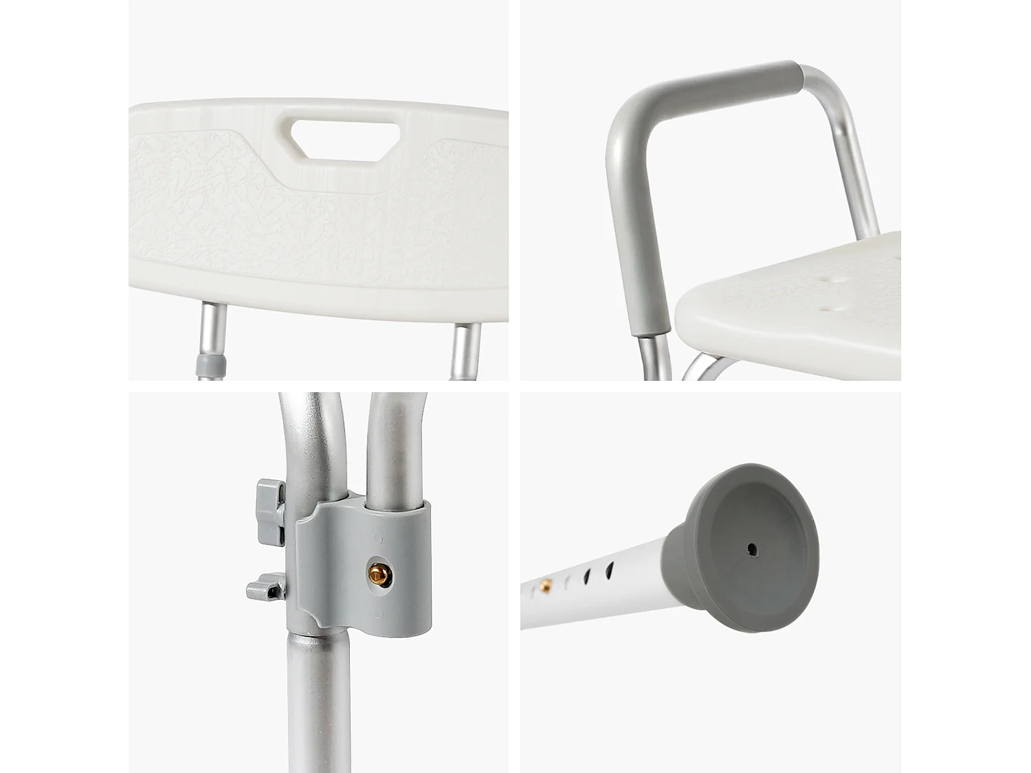 EMKE Chaise de Douche Réglable avec Accoudoirs et Dossier - Siège de Bain Antidérapant pour Personnes Âgées, Enfants et Femmes Enceintes, Capacité 135kg