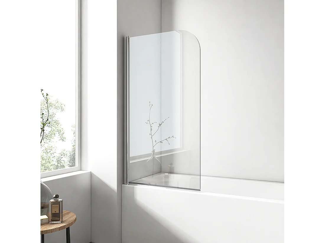 EMKE Pare baignoire verre trempé 6 mm transparent L.70 × H.140 cm avec revêtement nano
