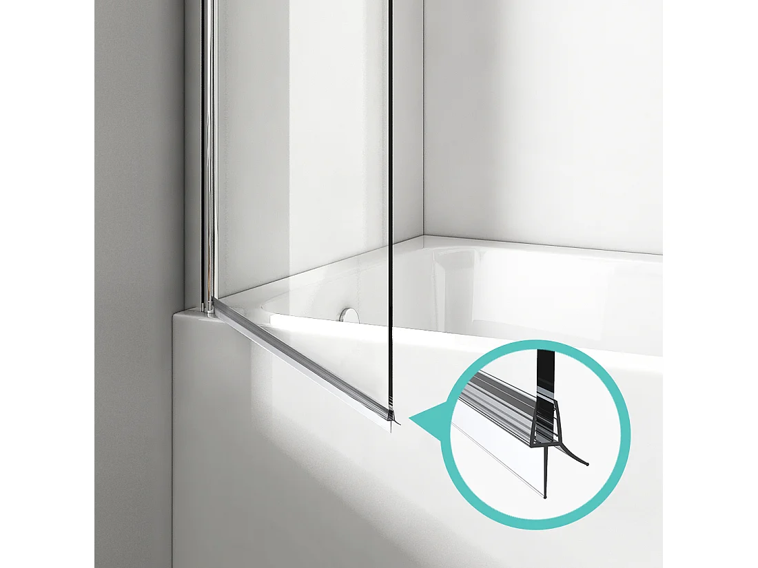 EMKE Pare baignoire verre trempé 6 mm transparent L.70 × H.140 cm avec revêtement nano