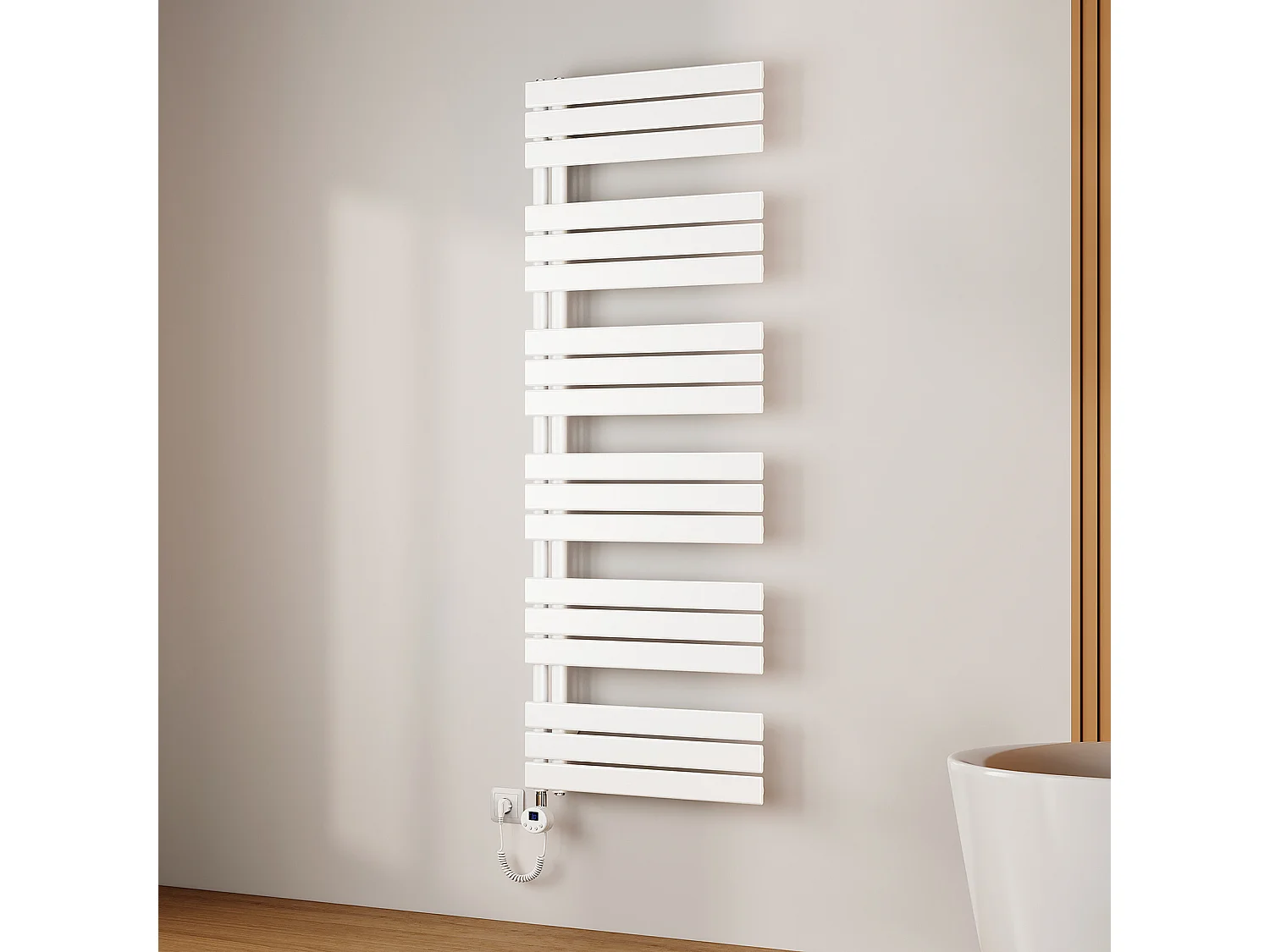 EMKE Radiateur Sèche-Serviettes Électrique 1599x600 mm, Blanc 1000W, WiFi, Modes Intelligents, Détection Fenêtre