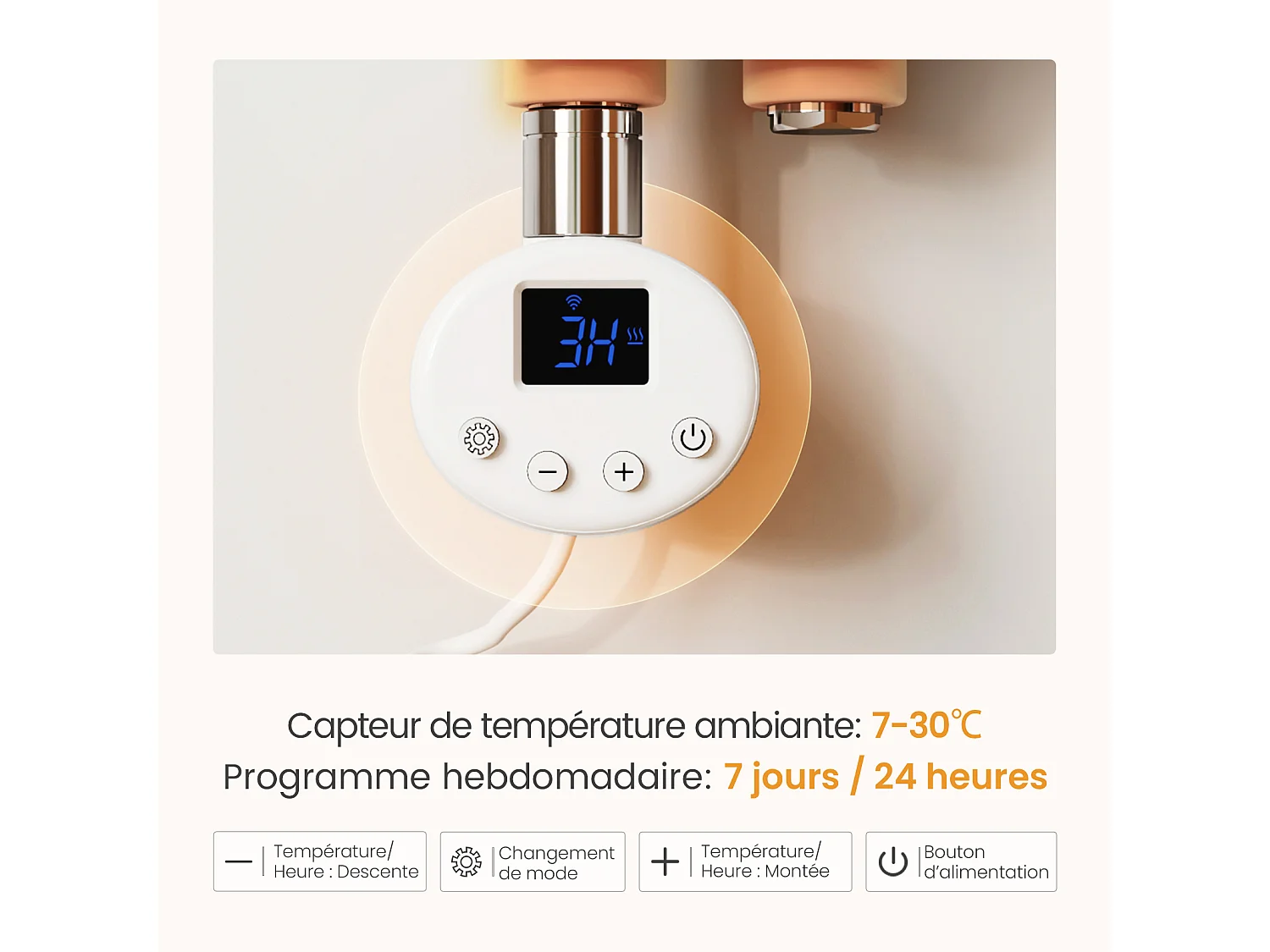 EMKE Radiateur Sèche-Serviettes Électrique 1599x600 mm, Blanc 1000W, WiFi, Modes Intelligents, Détection Fenêtre