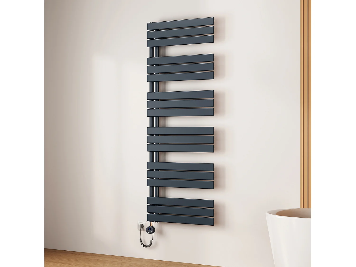 EMKE Radiateur Sèche-Serviettes Électrique 1599x600 mm, Gris Anthracite 1000W, WiFi, Modes Intelligents, IPX4