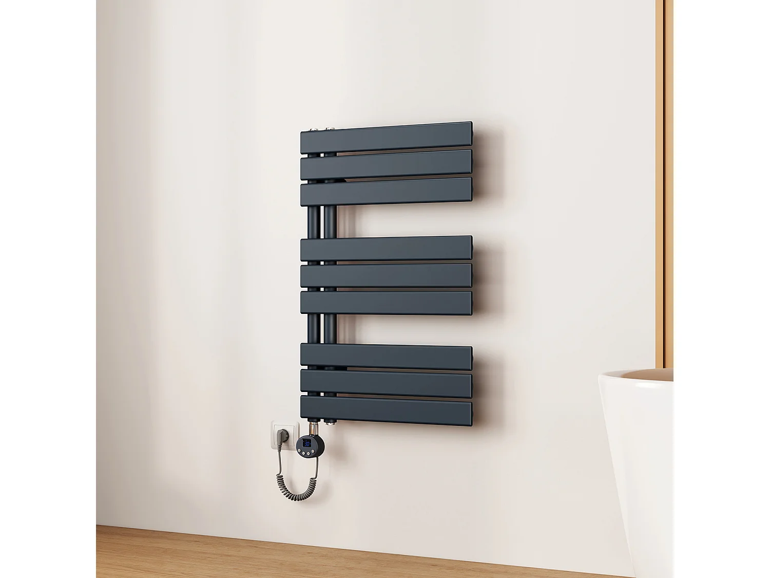 EMKE Radiateur Sèche-Serviettes Électrique 762x500 mm, Gris Anthracite 400W, WiFi, Modes Intelligents, IPX4