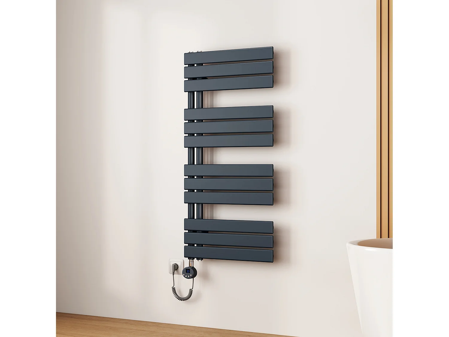 EMKE Radiateur Sèche-Serviettes Électrique 1041x500 mm, Gris Anthracite 600W, WiFi, Modes Intelligents, IPX4