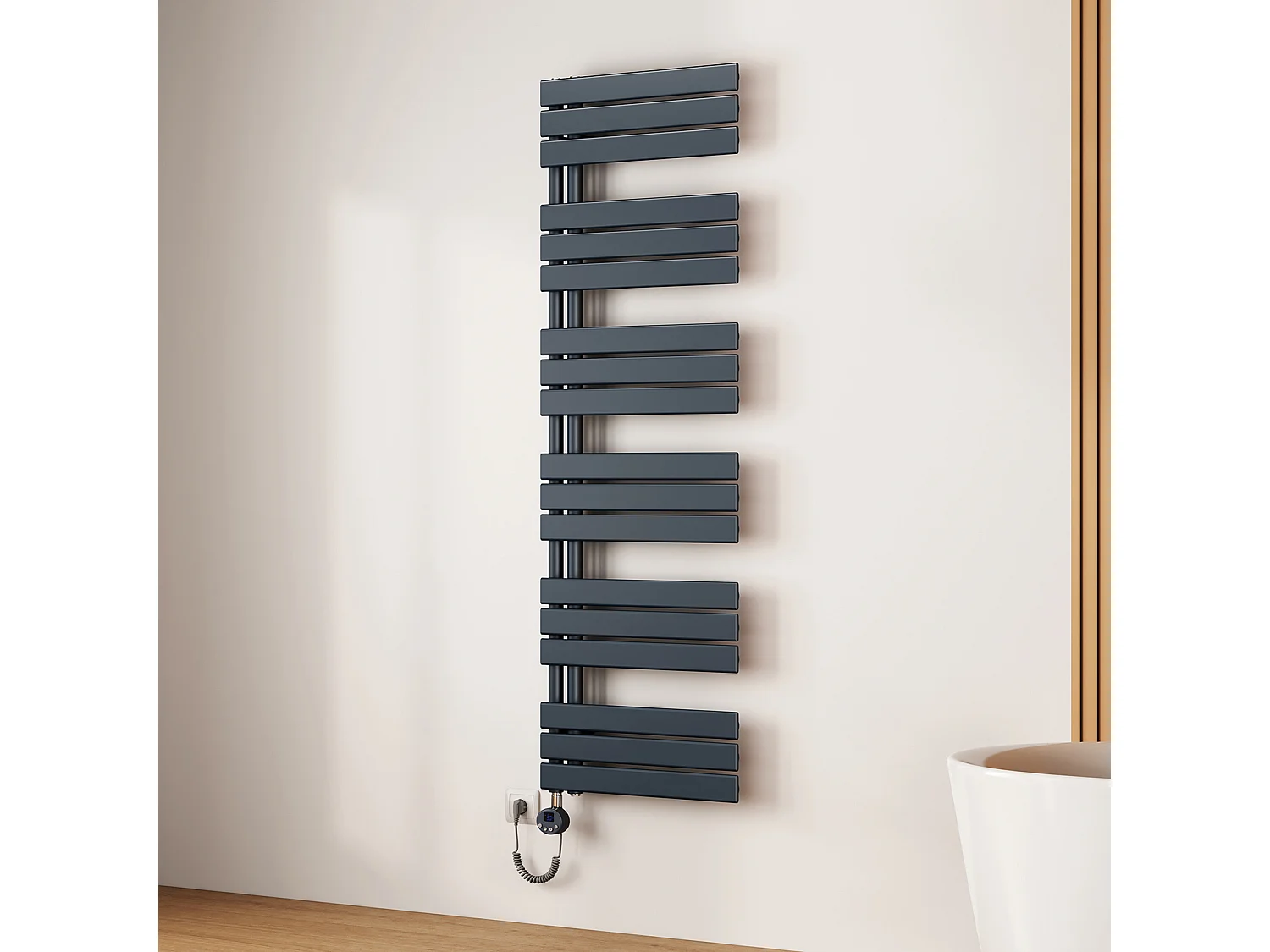 EMKE Radiateur Sèche-Serviettes Électrique 1599x500 mm, Gris Anthracite 1000W, WiFi, Modes Intelligents, IPX4