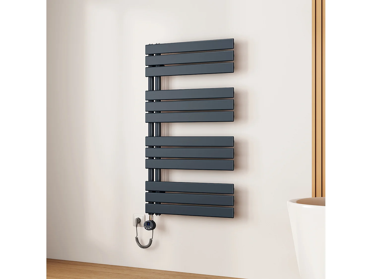 EMKE Radiateur Sèche-Serviettes Électrique 1041x600 mm, Gris Anthracite 600W, WiFi, Modes Intelligents, IPX4