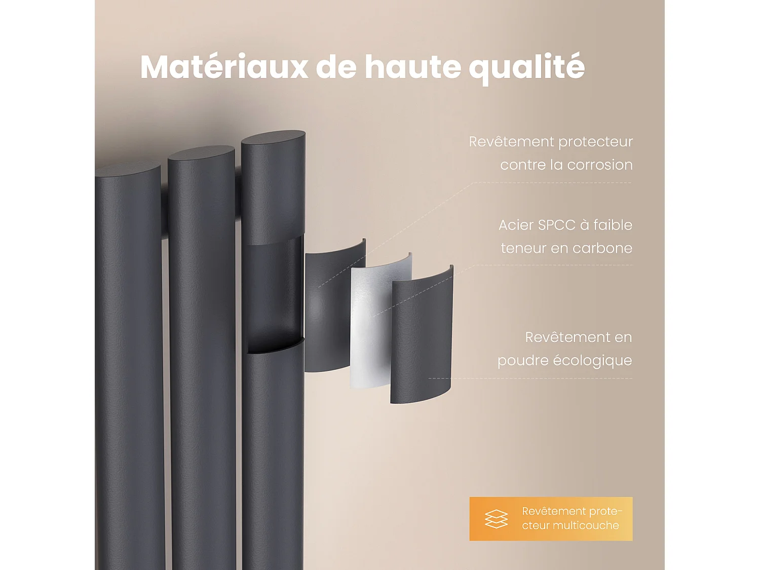 EMKE Radiateur eau chaude vertical Anthracite acier H. 60 x L. 24 cm 177 W raccordement central