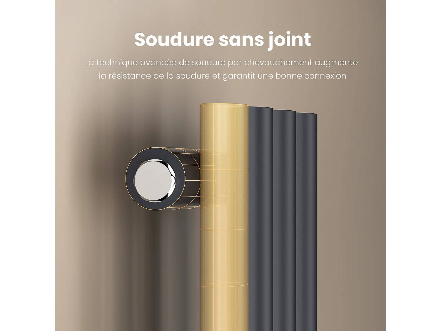 EMKE Radiateur eau chaude vertical Anthracite acier H. 60 x L. 24 cm 177 W raccordement central