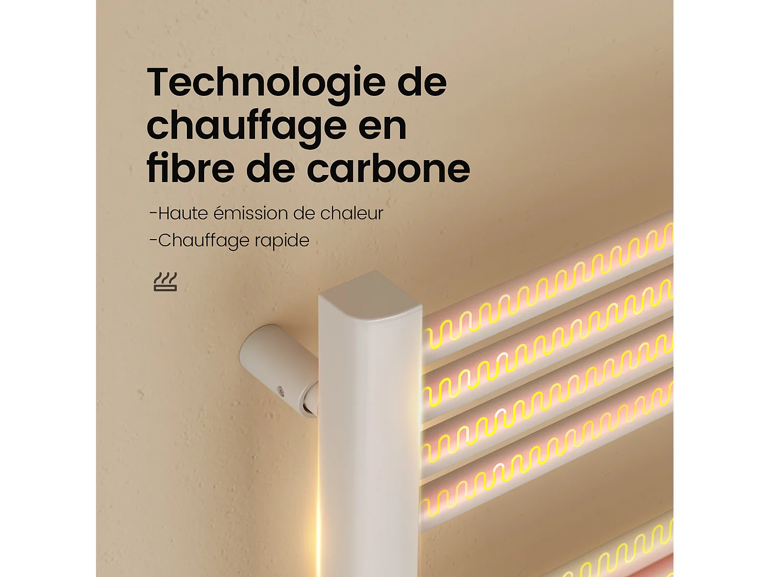 EMKE Sèche-serviettes électrique Blanc aluminium H. 120 x L. 54 cm 600 W avec écran tactile LCD