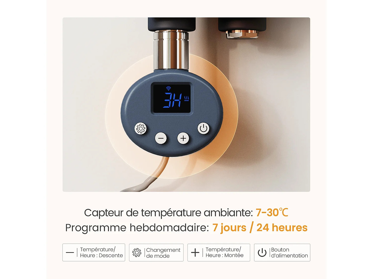 EMKE Radiateur Sèche-Serviettes Électrique 1320x500 mm, Gris Anthracite 800W, WiFi, Modes Intelligents, IPX4