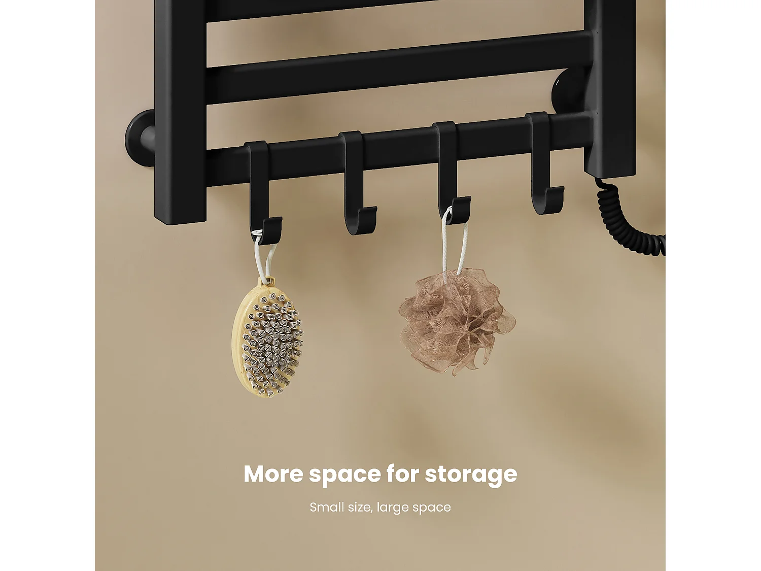 EMKE Sèche-serviettes électrique noir aluminium WiFi H. 50 x L. 50 cm 140 W avec étagère pliable