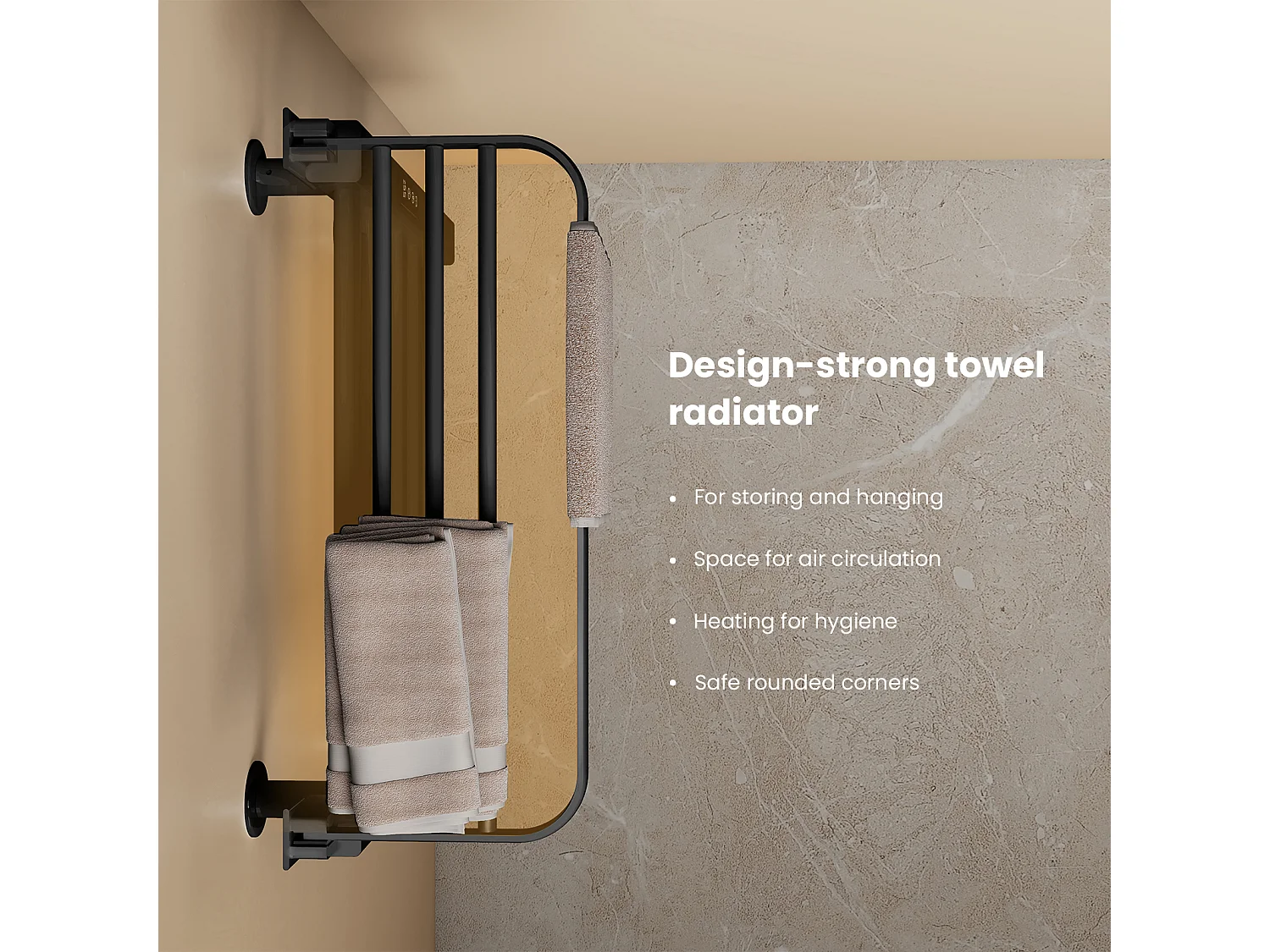 EMKE Sèche-serviettes électrique noir aluminium WiFi H. 50 x L. 50 cm 140 W avec étagère pliable