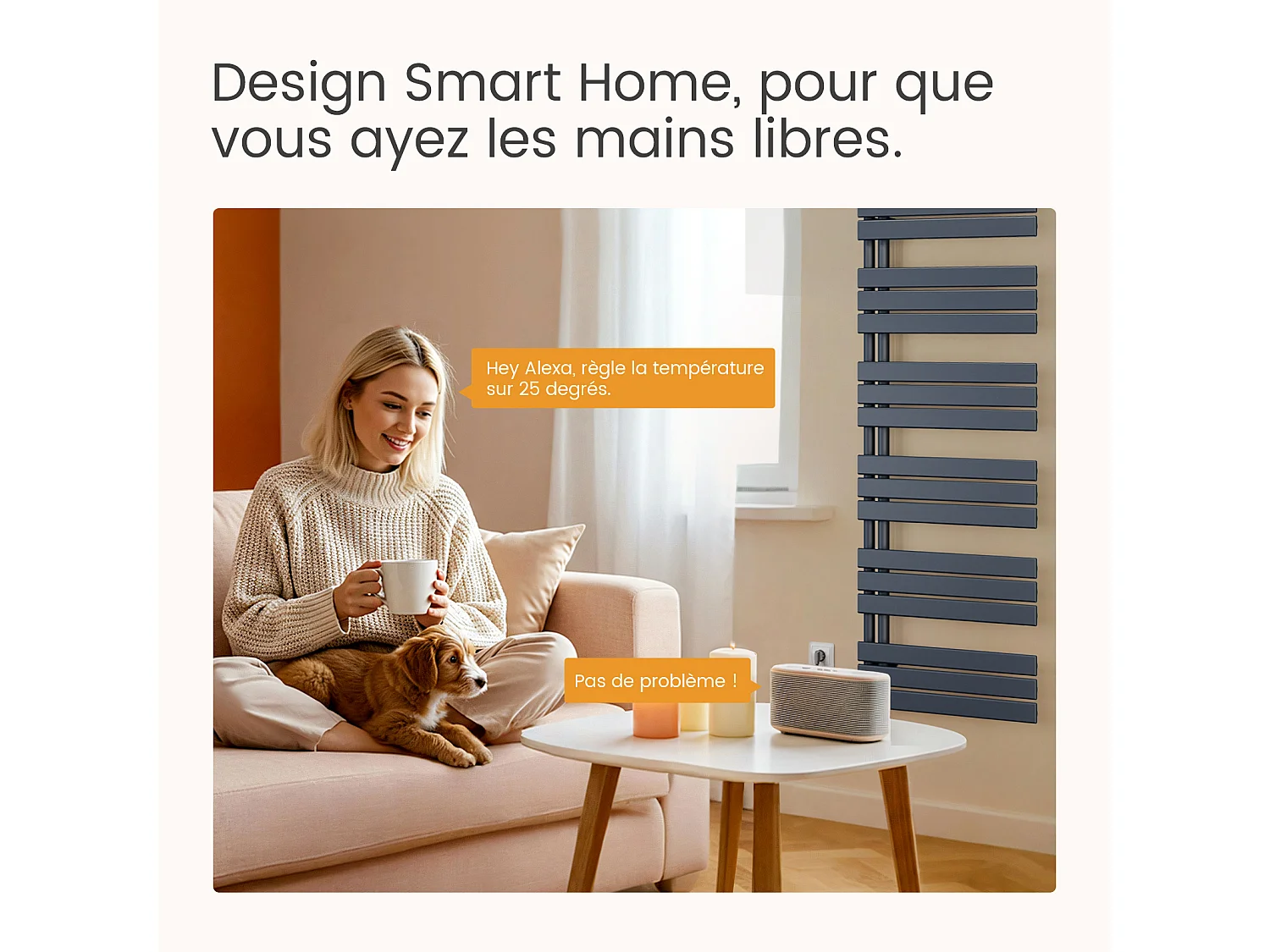 EMKE Radiateur Sèche-Serviettes Électrique 762x600 mm, Gris Anthracite 400W, WiFi, Modes Intelligents, IPX4