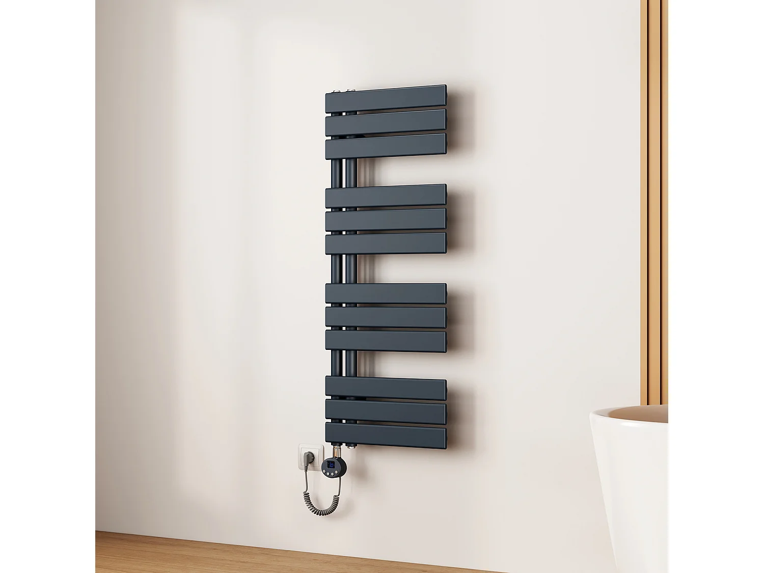 EMKE Radiateur Sèche-Serviettes Électrique 1041x400 mm, Gris Anthracite 400W, WiFi, Modes Intelligents, IPX4