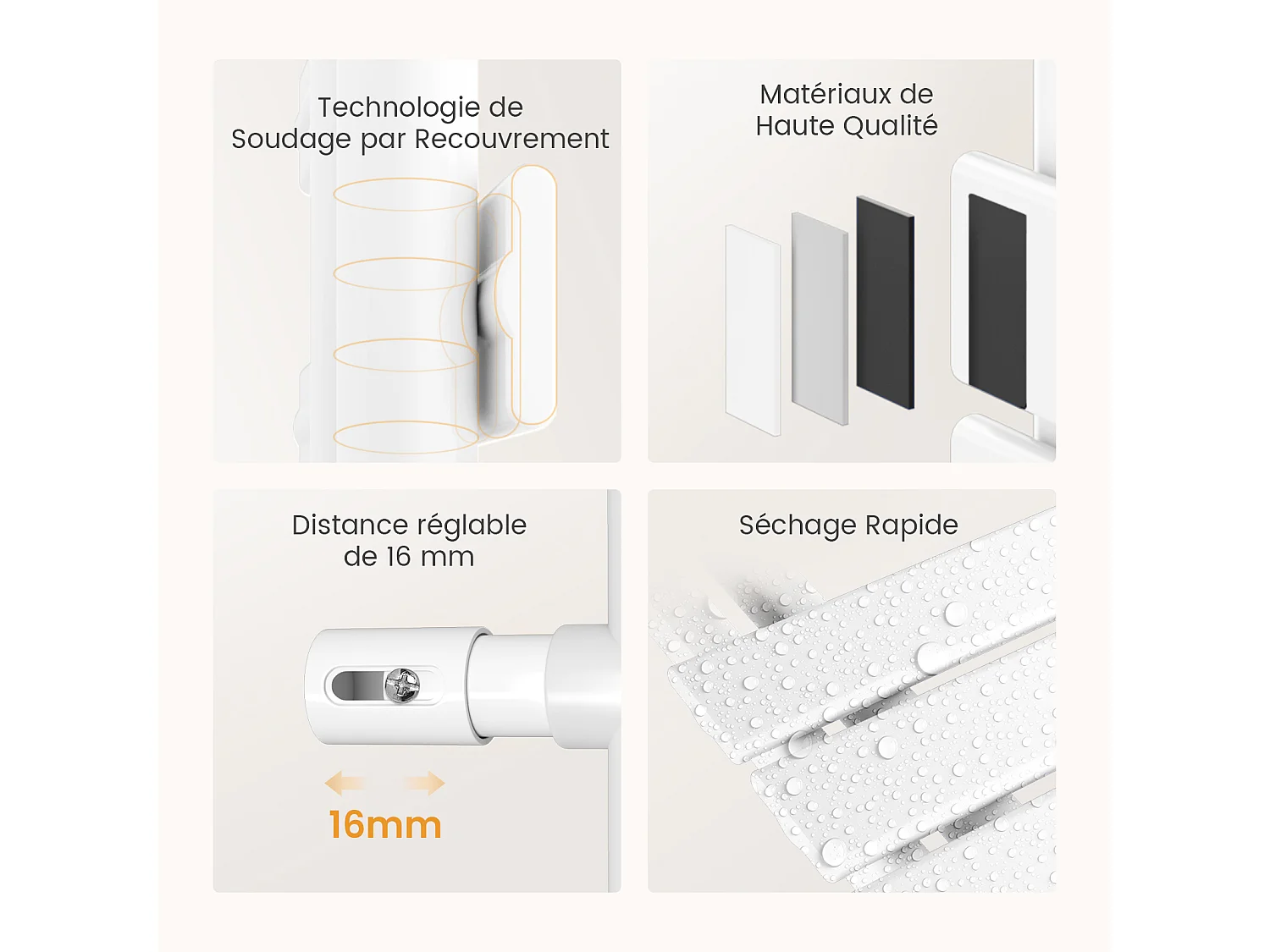 EMKE Radiateur Sèche-Serviettes Électrique 1320x500 mm, Blanc 800W, WiFi, Modes Intelligents, Détection Fenêtre