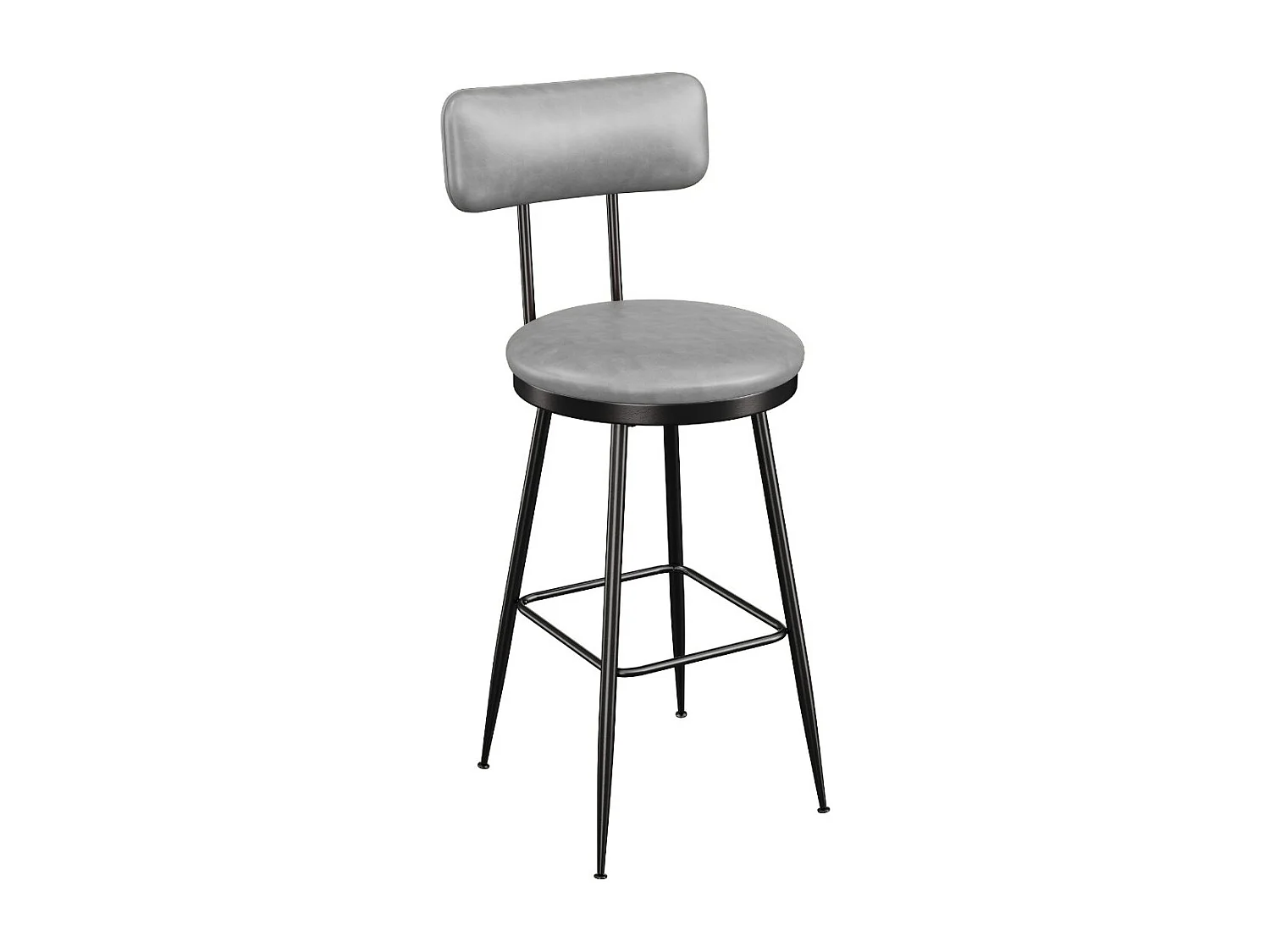 Lot de 4 tabourets de bar en PU gris foncé avec dossier, repose-pieds, structure métal, style moderne cuisine