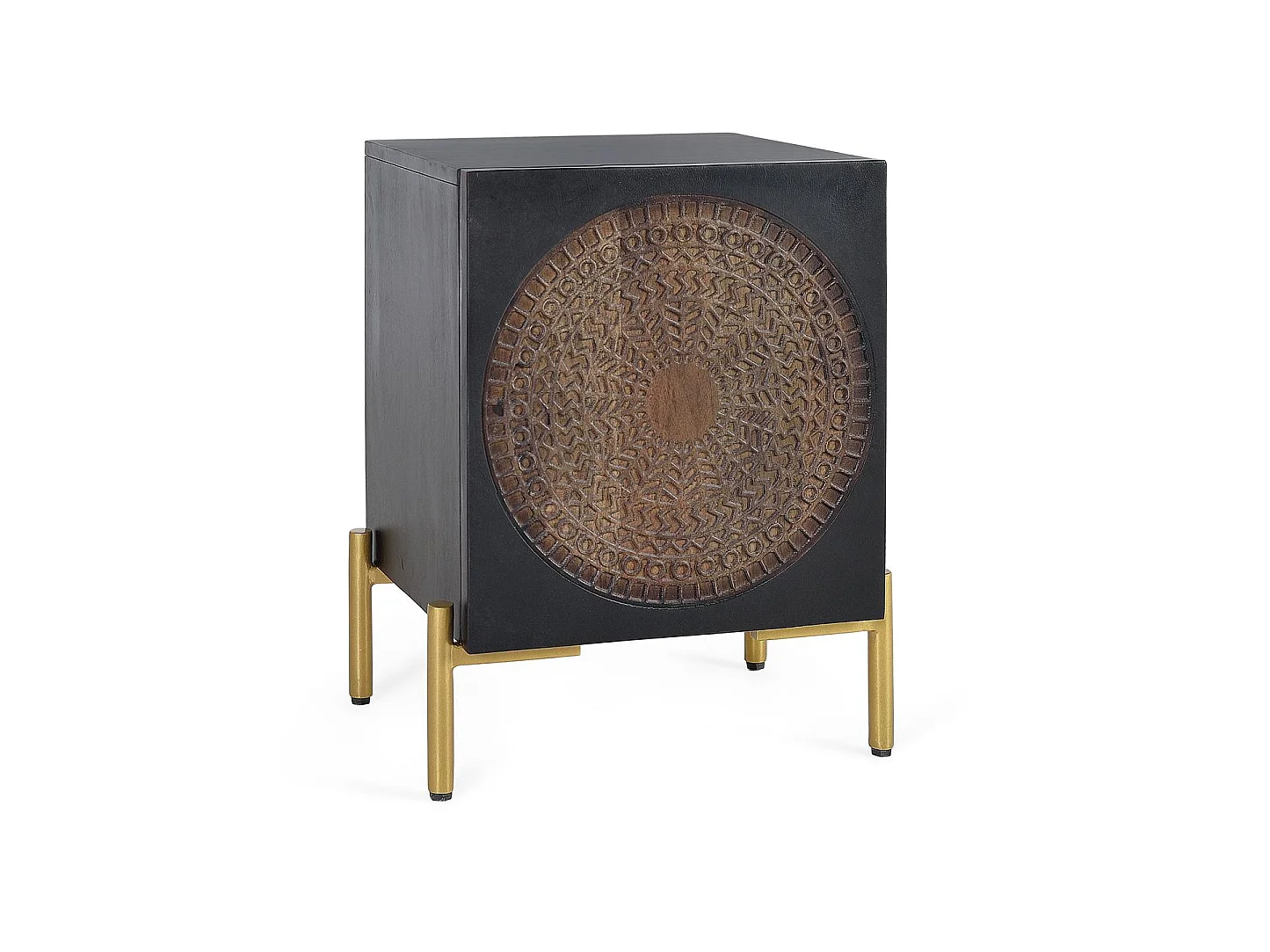 Mesitas de Noche de Madera de Mango 43 Cm Estilo Rústico Étnico-60x43x40