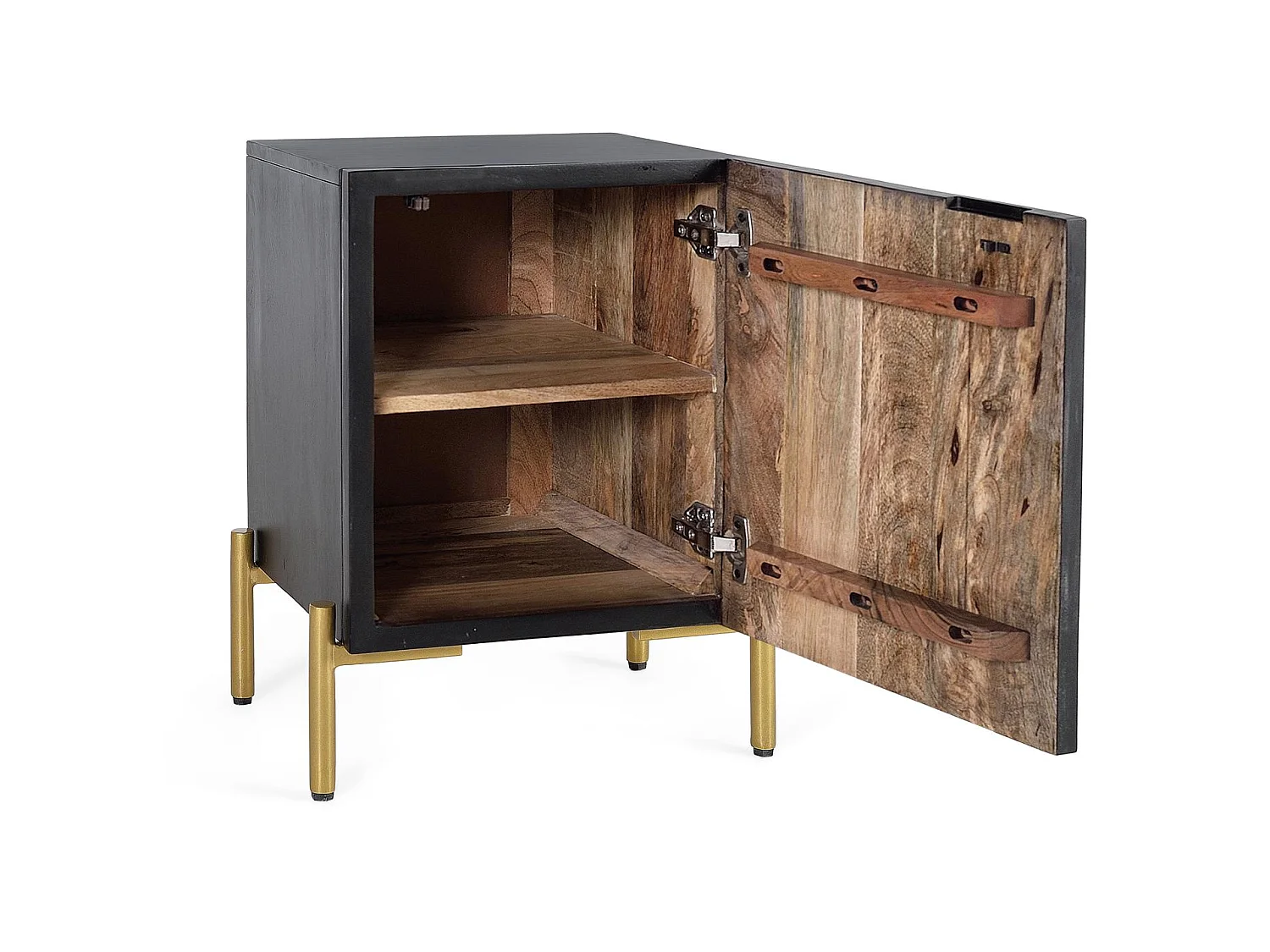 Mesitas de Noche de Madera de Mango 43 Cm Estilo Rústico Étnico-60x43x40