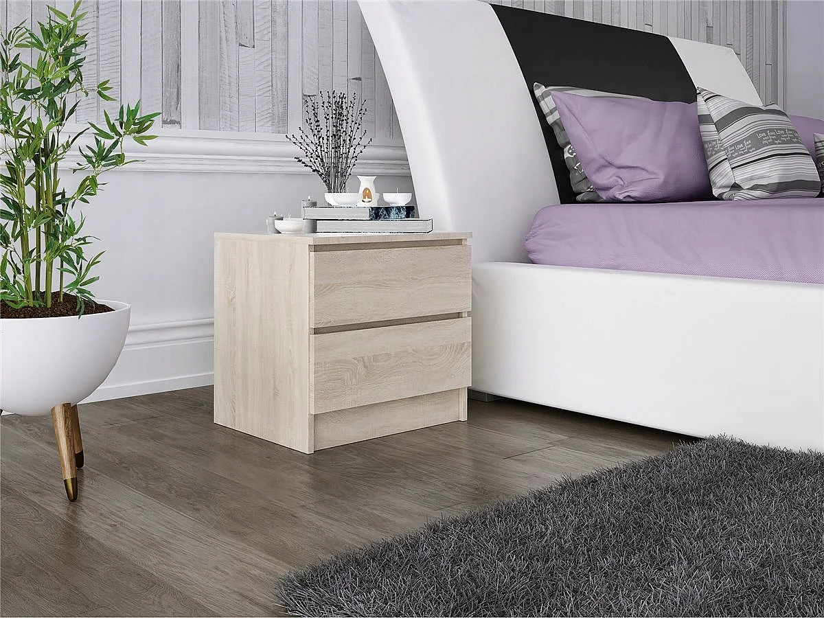 Szafka Nocna Stolik Nocny 45 x 48 x 40 CM Dąb Sonoma MDF 2 Szuflady