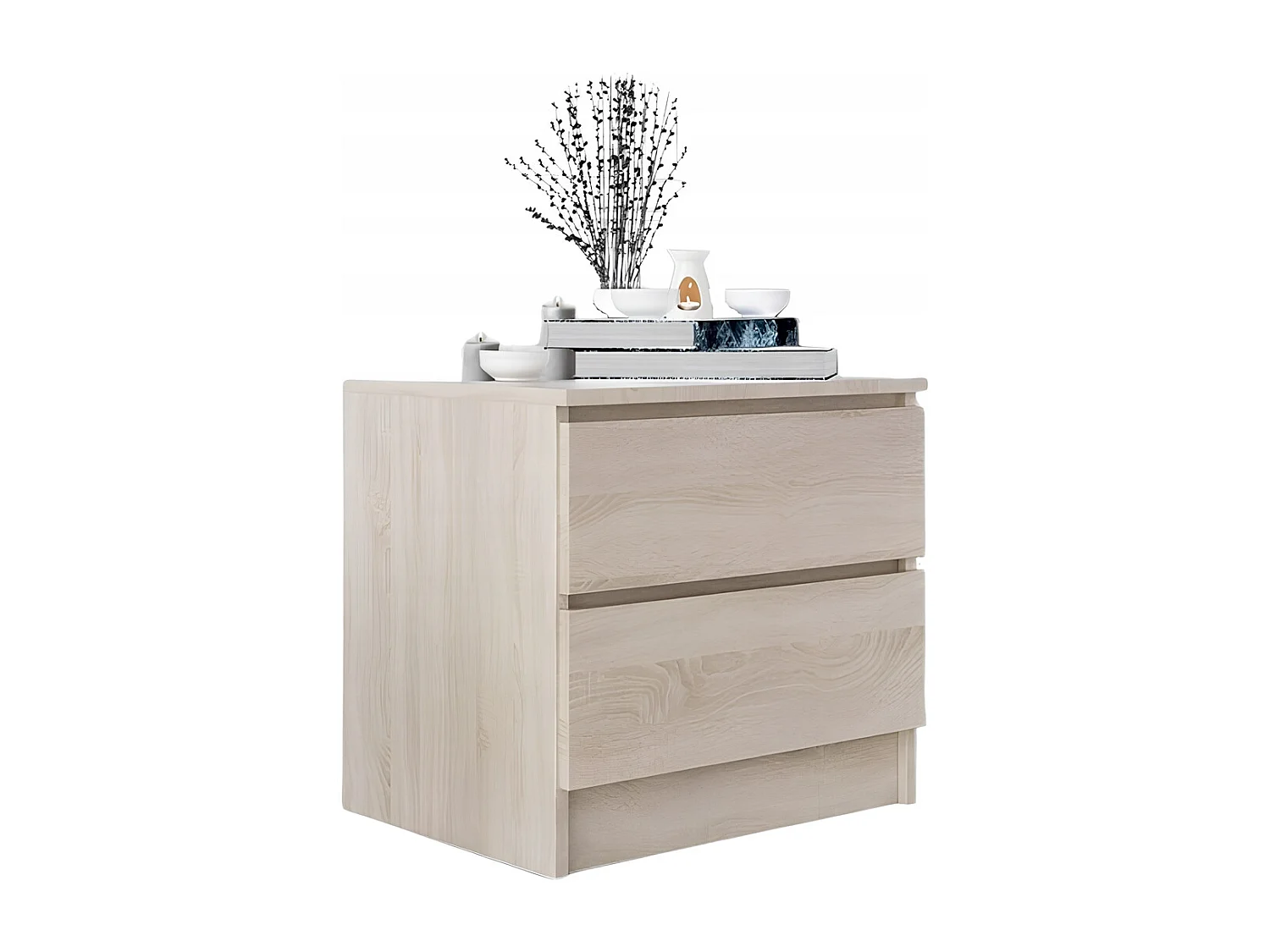 Szafka Nocna Stolik Nocny 45 x 48 x 40 CM Dąb Sonoma MDF 2 Szuflady
