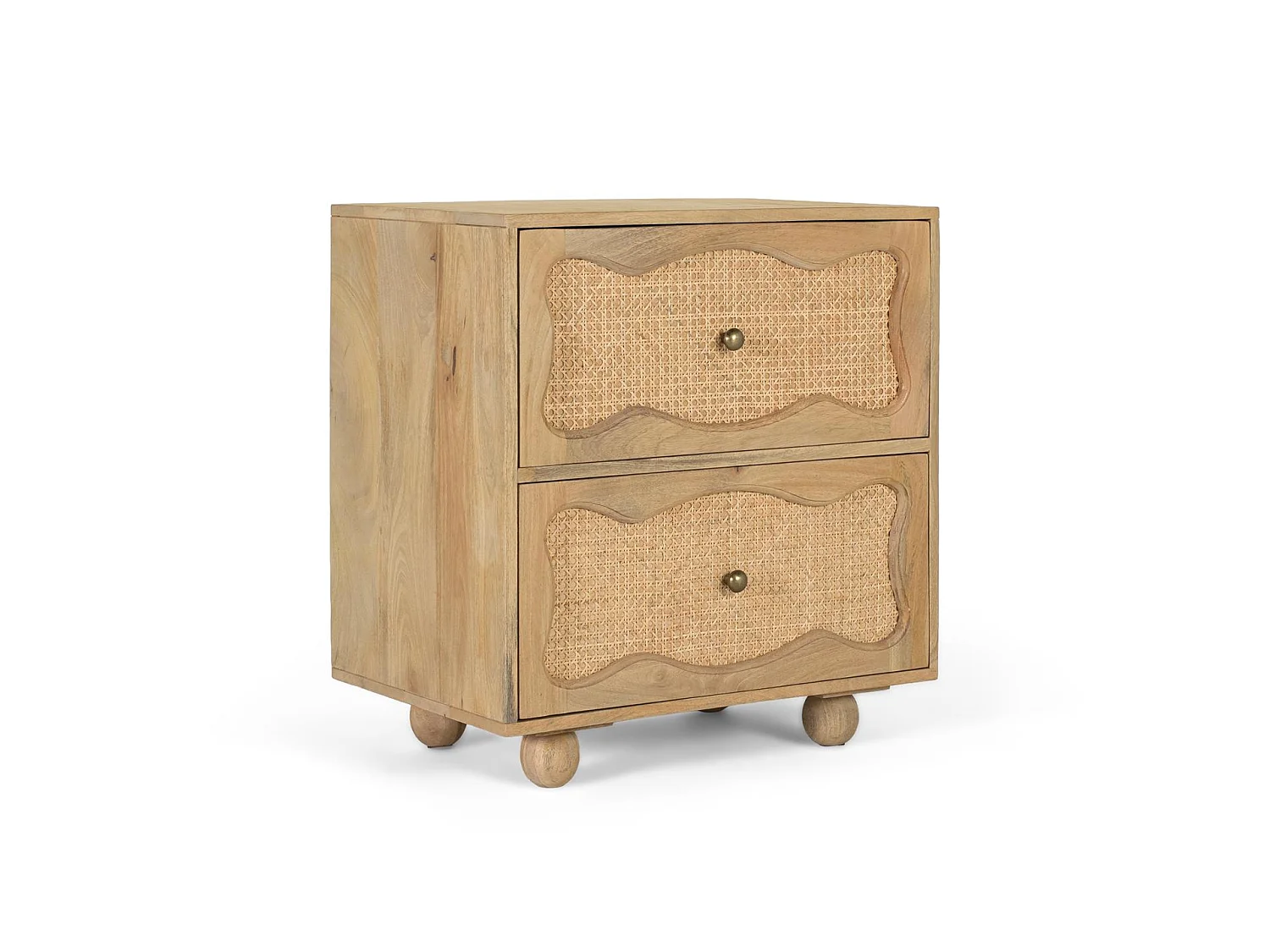 Tables de chevet en bois de manguier 60 cm, style bohème méditerranéen - 65 x 60 x 40