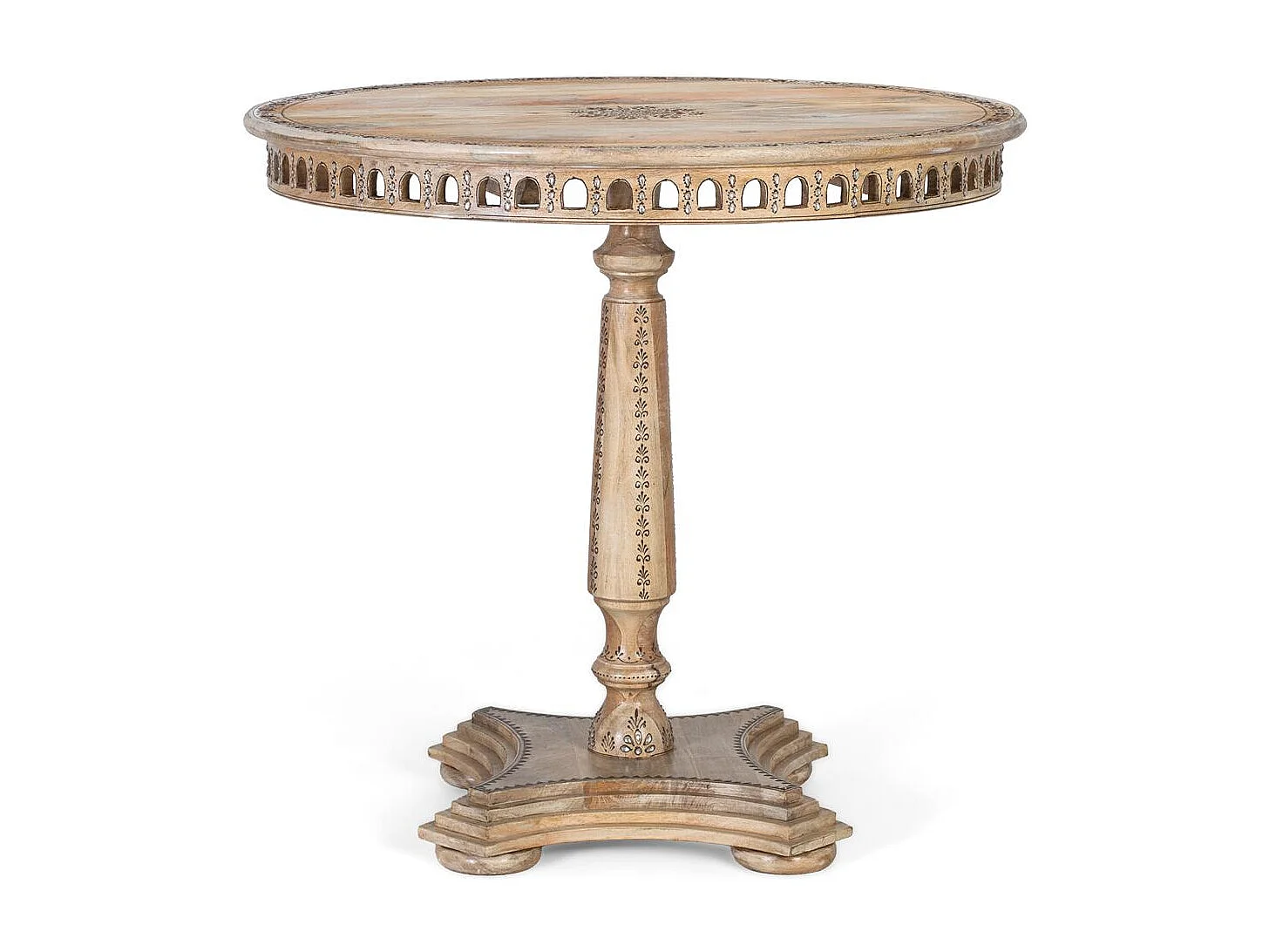 Table à manger ronde en manguier massif, diamètre 80 cm